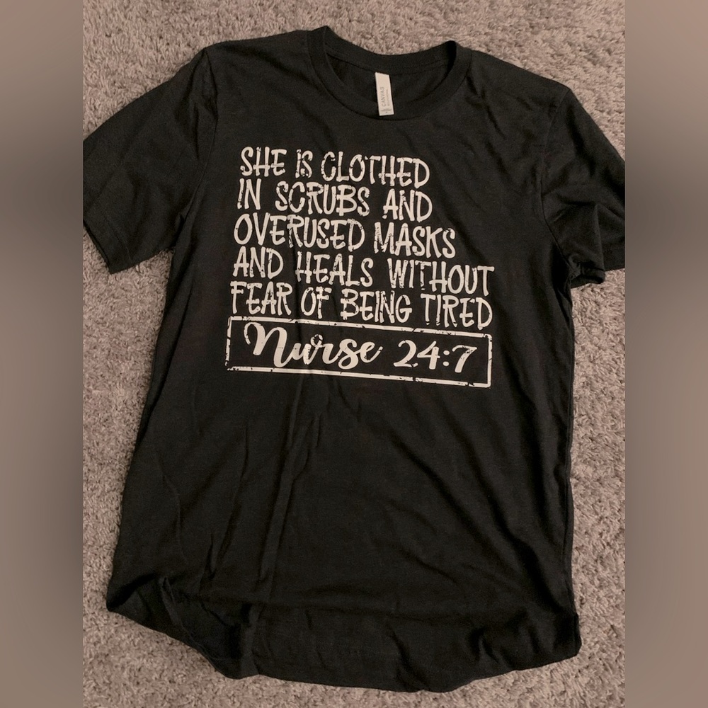 Bella Canvas Black Customized Nurse T-shirt; 2 available Size Small and Medium